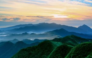 Mist sunset on mountain