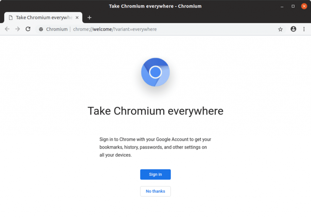 Chromium login screen