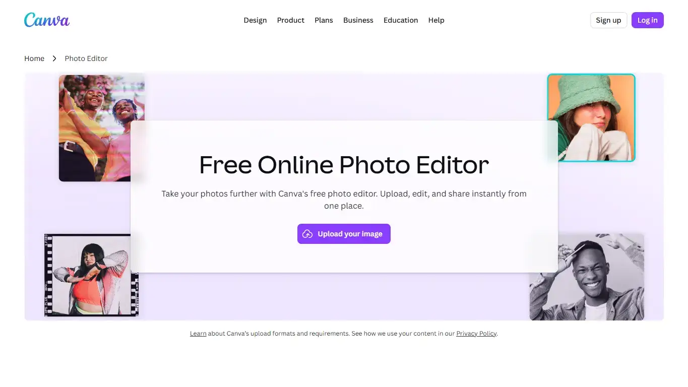 Canva browser photo editor screenshot on Ubuntu