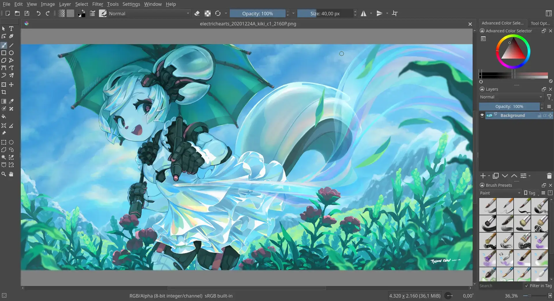 Krita digital painting app screenshot on Ubuntu