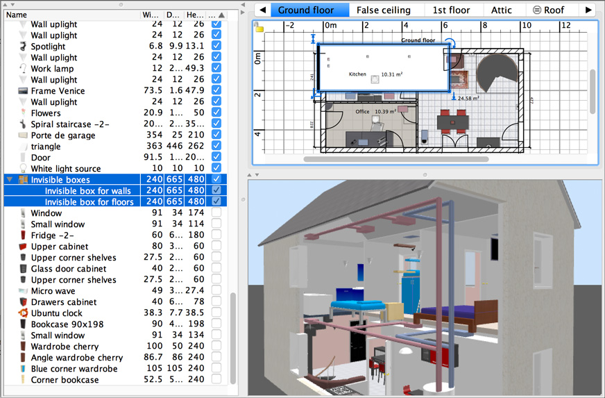 Edit walls of house sweethome3d