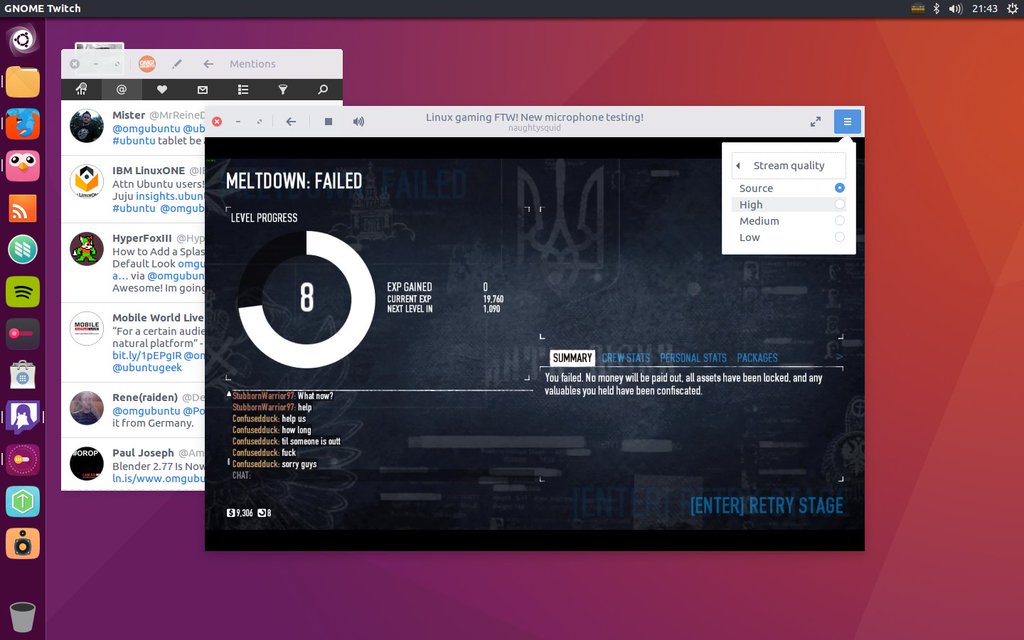 Gnome twitch streaming quality