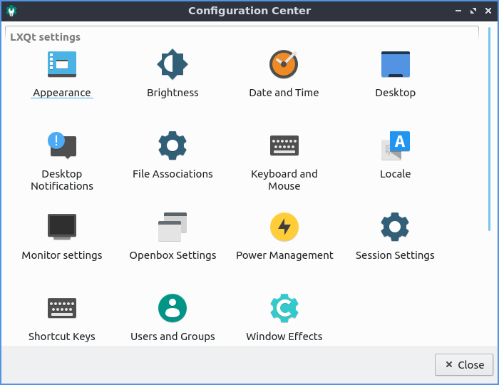 Lubuntu 1904 configuration center