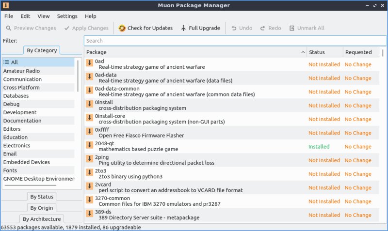 Lubuntu 1904 muon package manager