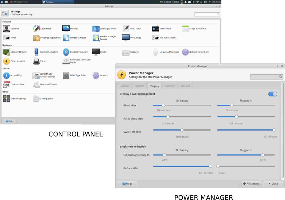 Xubuntu 1804 settings panel