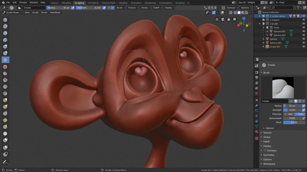 Blender sculpting monkey