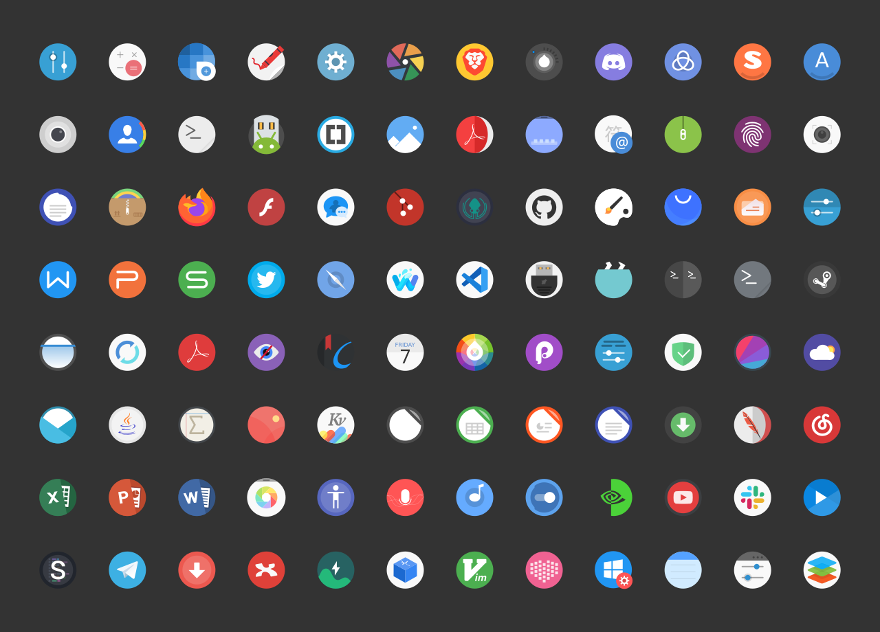 Tela Circle dark version icons