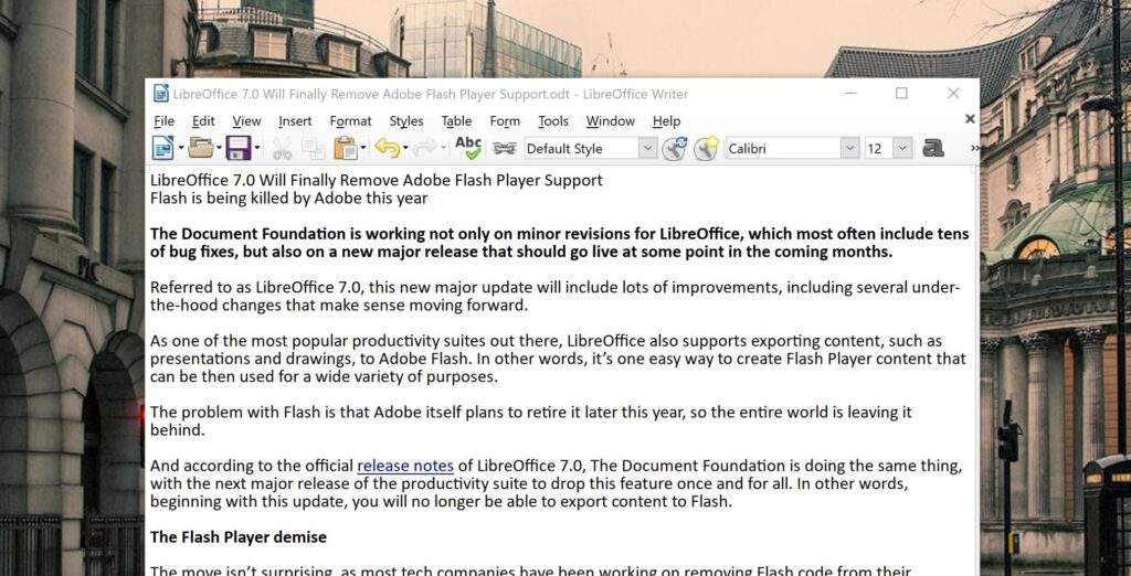 Libreoffice 7 0 will finally remove adobe flash player support 529834 2