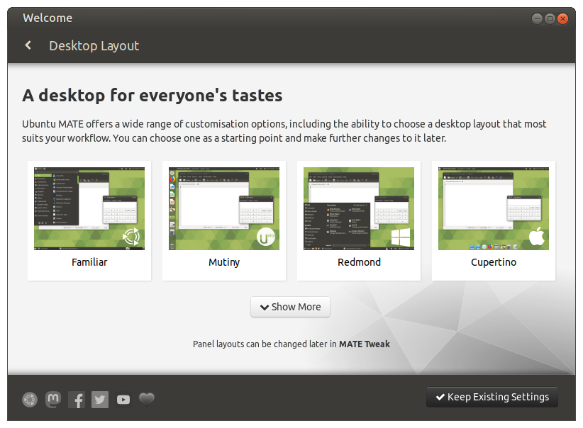 Ubuntu mate 20 04 choose desktop layout
