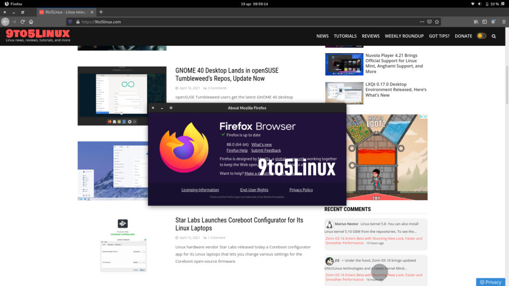 Firefox 88 Is Now Available for Download, Enables WebRender for KDE/Xfce Intel/AMD Users - 9to5Linux