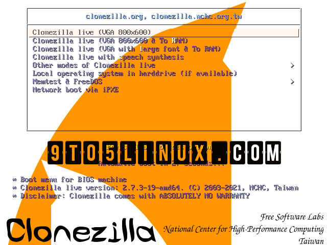 Clonezilla live 273 disk cloningimaging tool released with various improvements