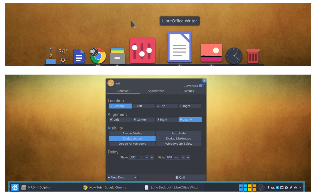 Latte dock 010 released with support for multiple floating docks
