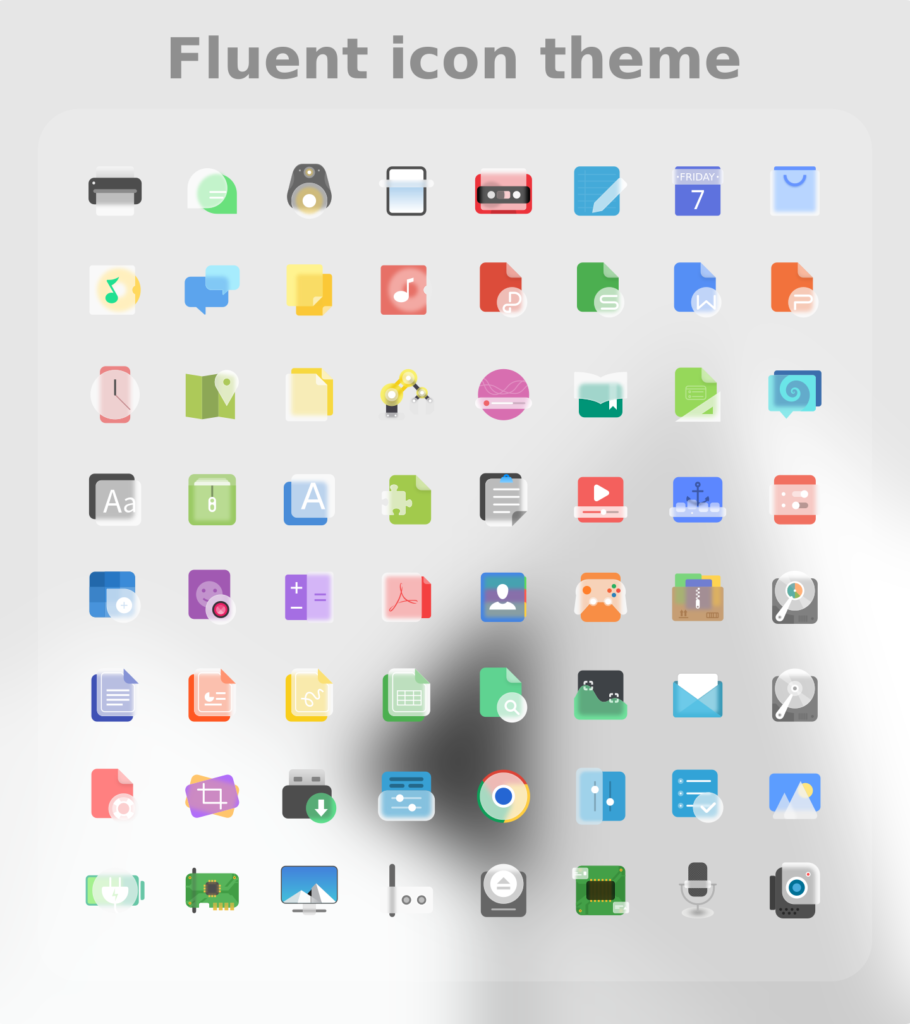 Fluent round icon theme preview