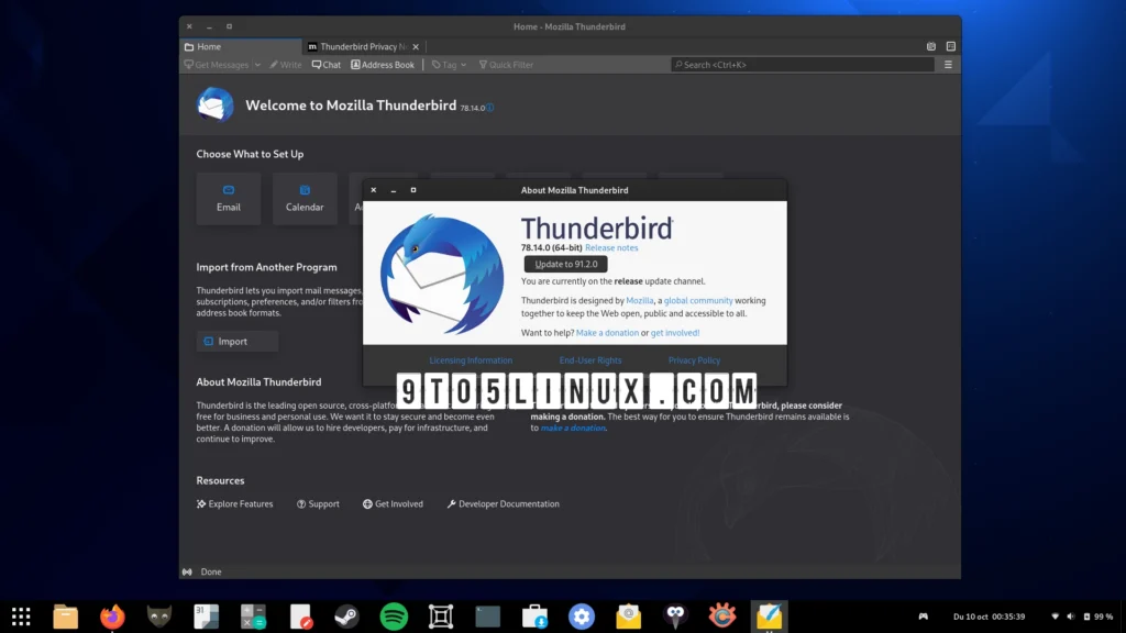 Mozilla thunderbird 912 finally allows ota upgrades from thunderbird 78.webp
