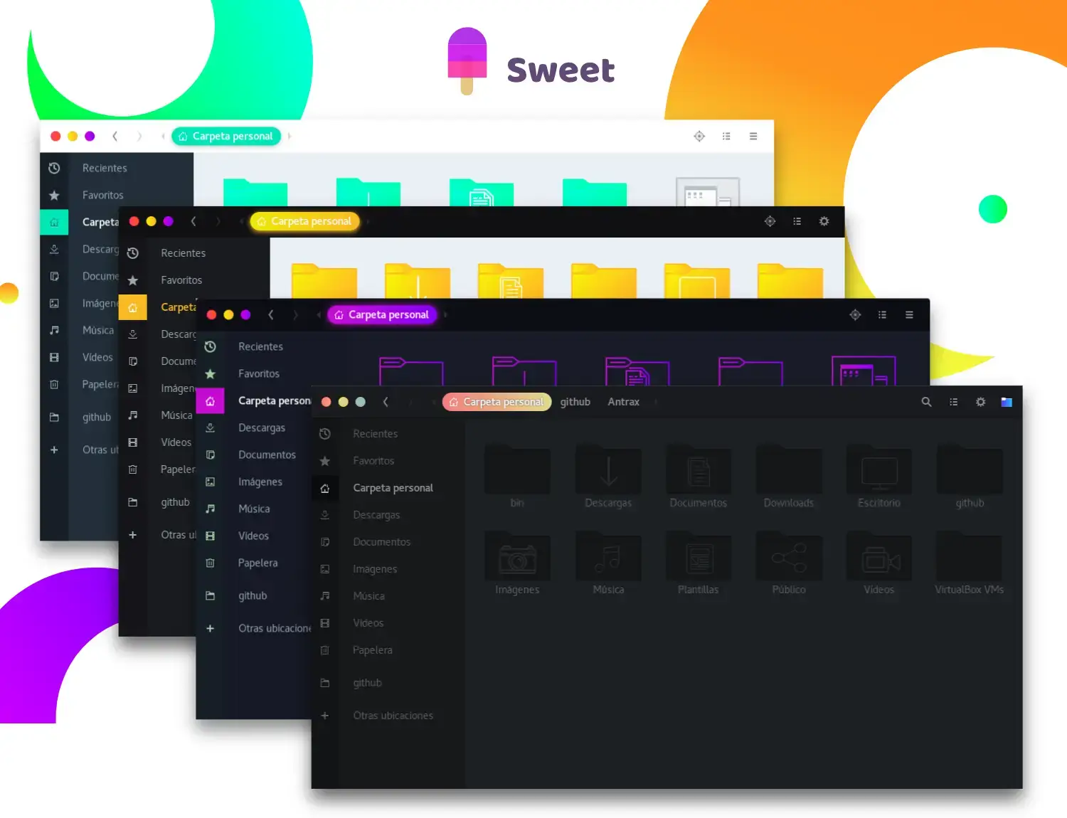 Sweet theme screenshot - Best Themes on Ubuntu 24.04