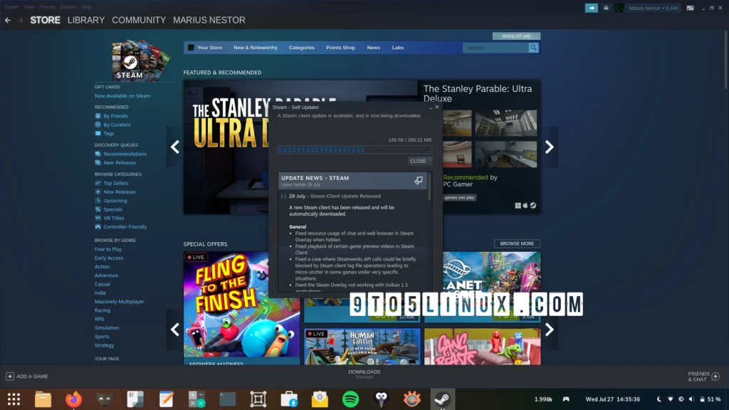 Latest steam client update brings linux and vulkan fixes support.webp