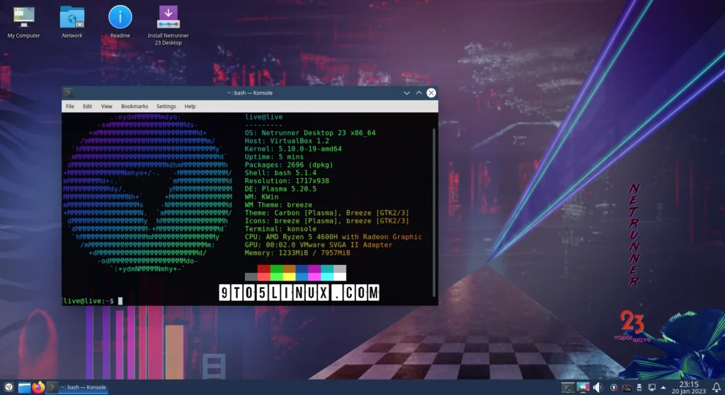 Netrunner os 23 vaporwave launches based on debian gnulinux 11.webp