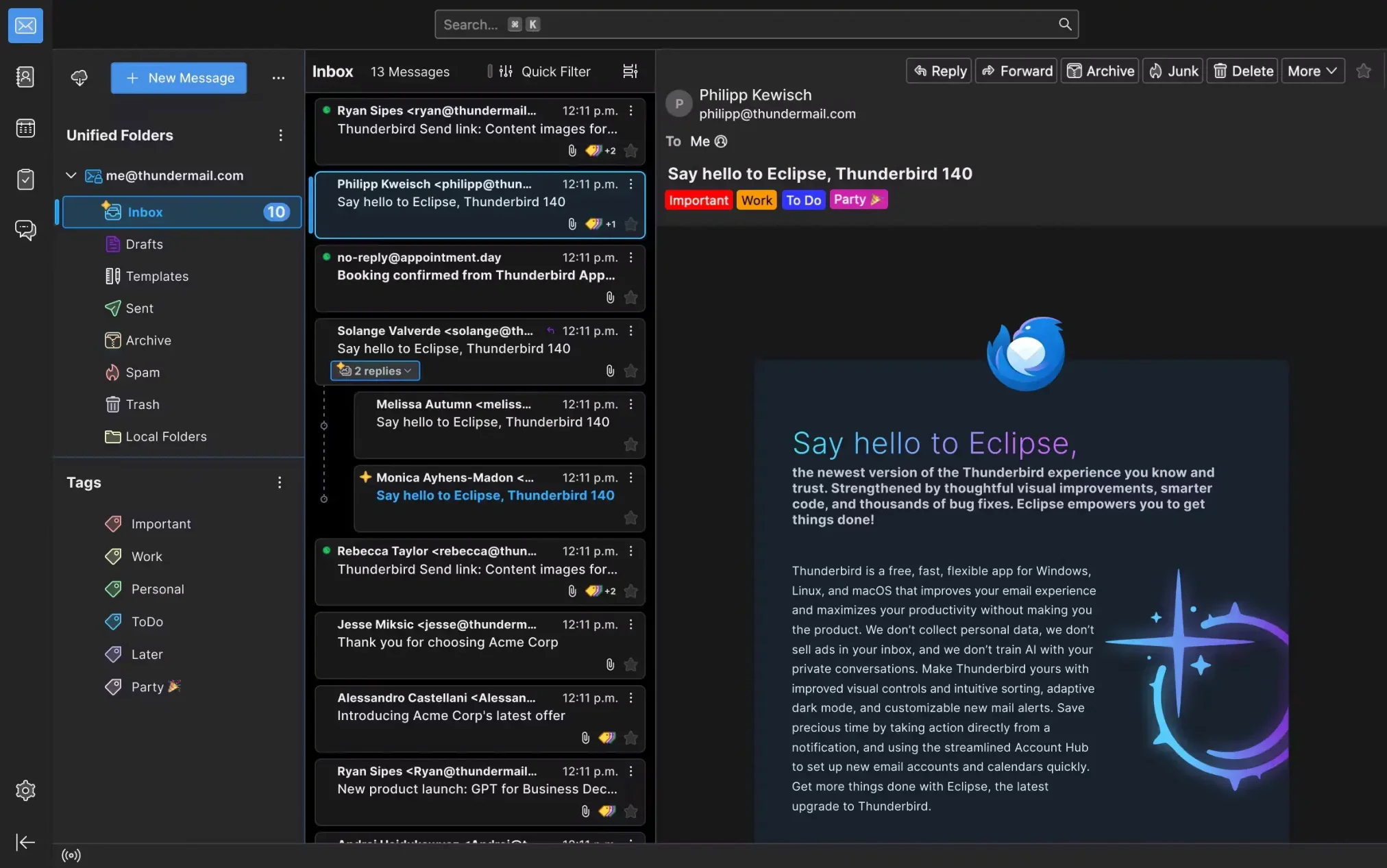 Thunderbird dark theme
