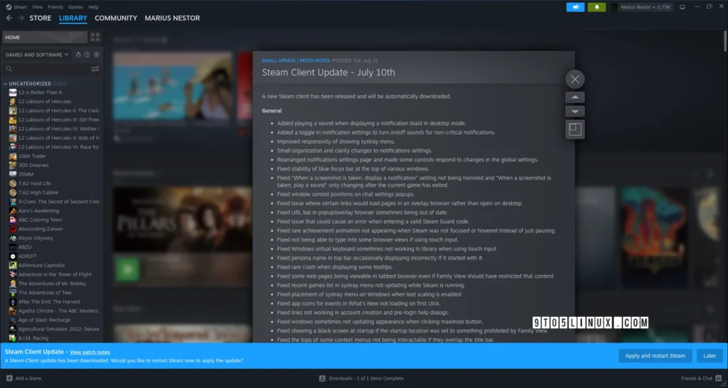 New steam client stable update fixes ui issues on linux.webp