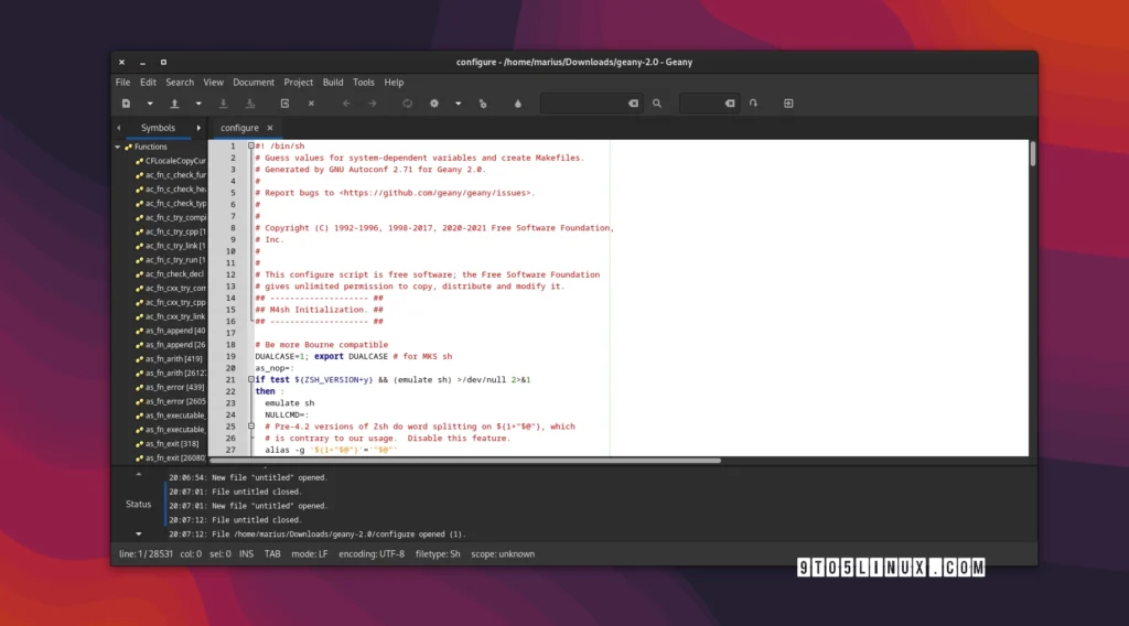 Geany 20 open source ide released with ui improvements initial meson.webp