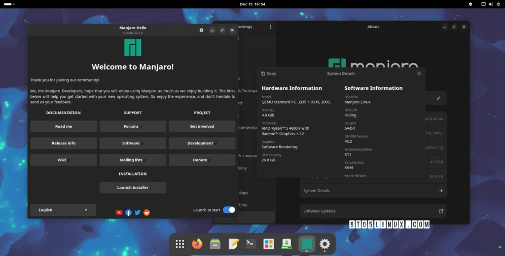 Manjaro 231 vulcan is available for download with gnome 45.webp