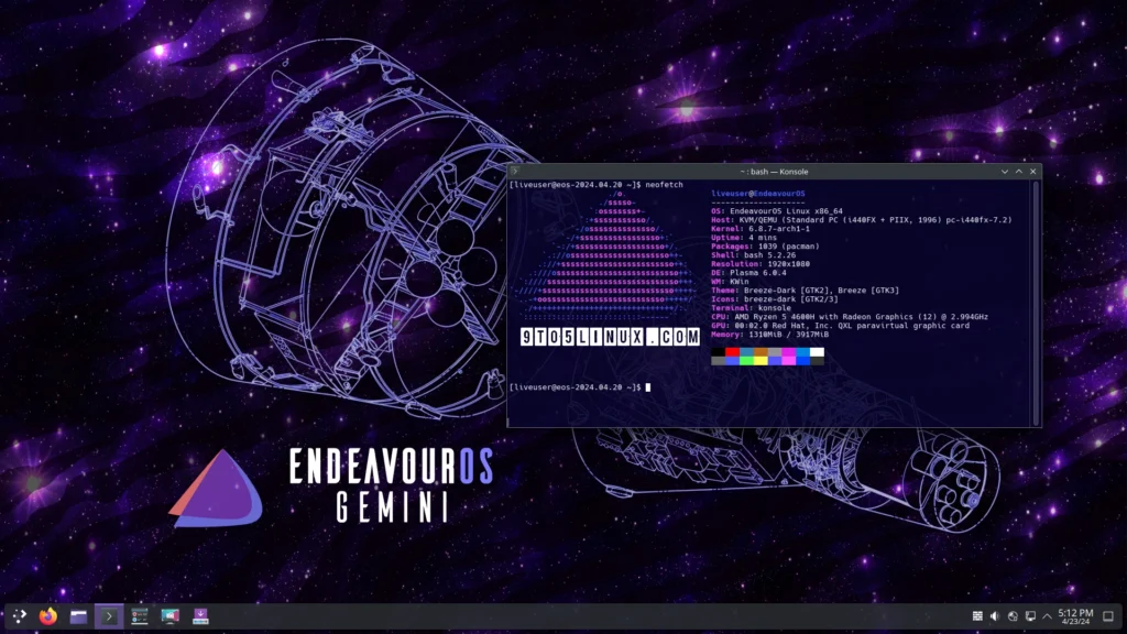 Endeavouros gemini lands with the kde plasma 6 desktop environment