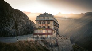 Hotel on edge of road beautiful wallpaper