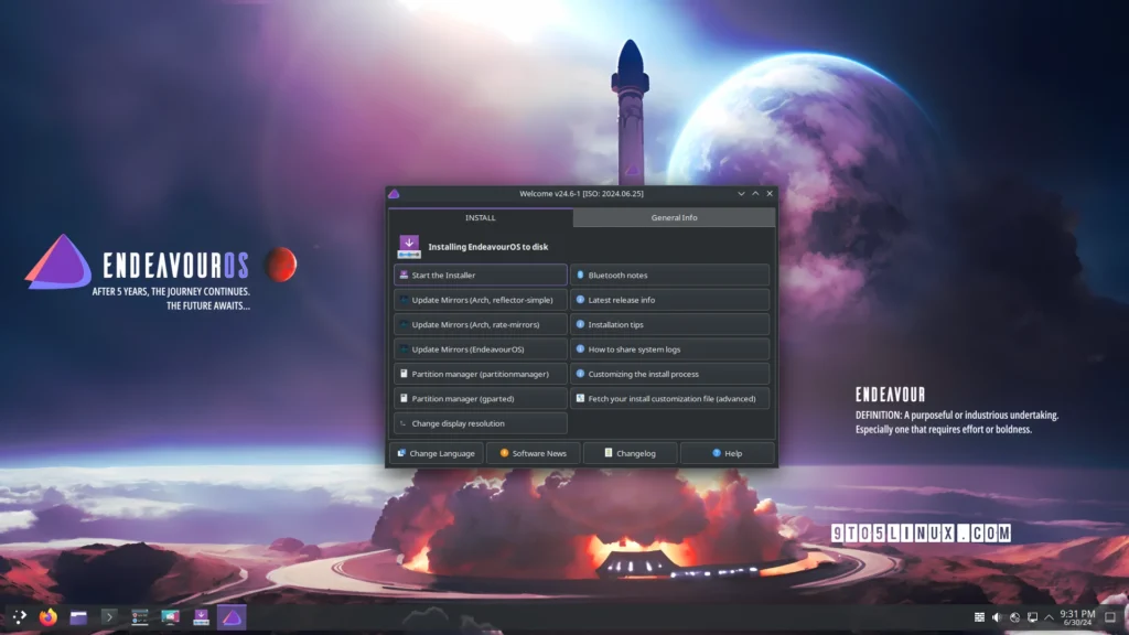 New endeavouros release ships with kde plasma 6.1, brings back