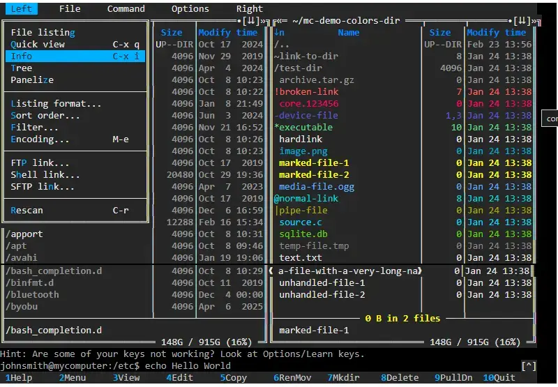 Midnight commander linux screenshot - Best File Managers for Ubuntu