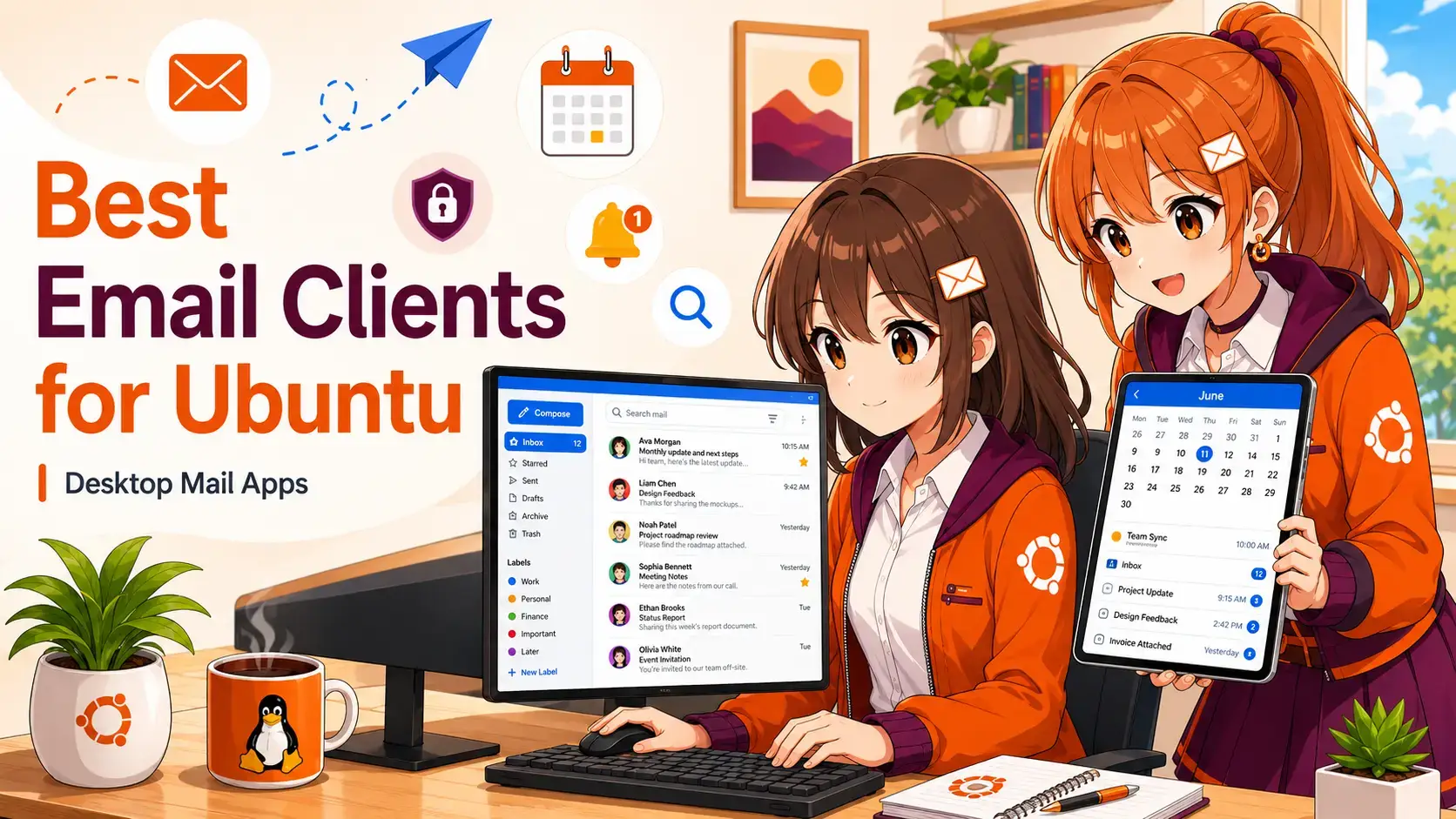 Top email clients for linux cover - 6 Best Free Email Clients for Ubuntu 24.04 (Updated 2026 Guide)