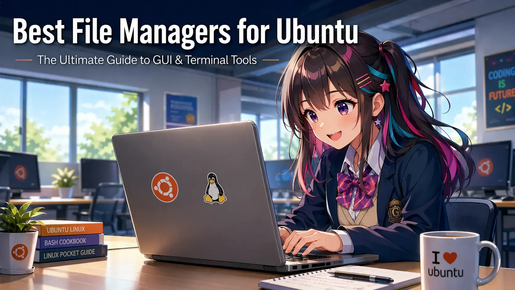 Top file managers on linux cover - Best File Managers for Ubuntu