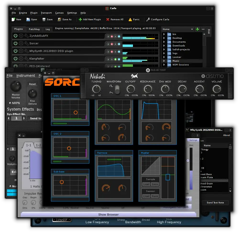 Carla audio plugin host screenshot on Ubuntu