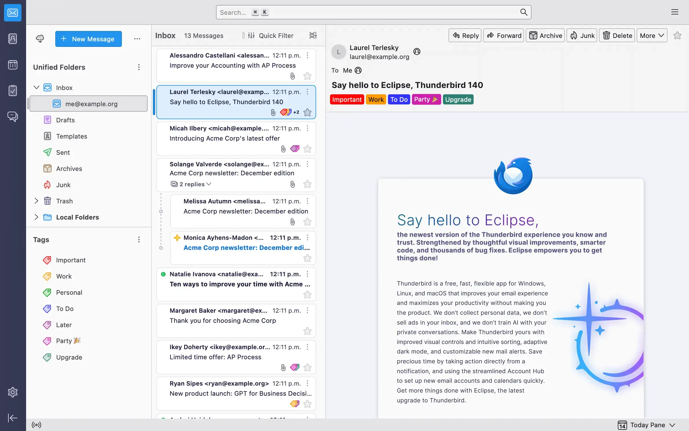 Thunderbird email client screenshot on Ubuntu