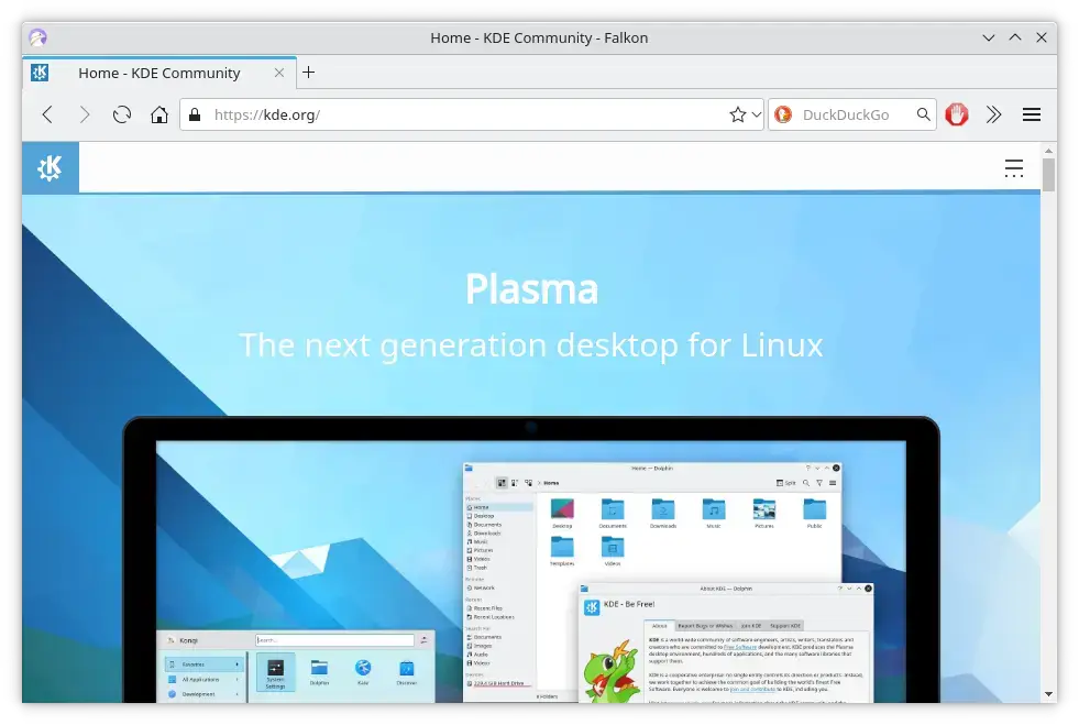 Falkon browser ubuntu linux kde screenshot - Best Web Browsers for Ubuntu 24.04 in 2026
