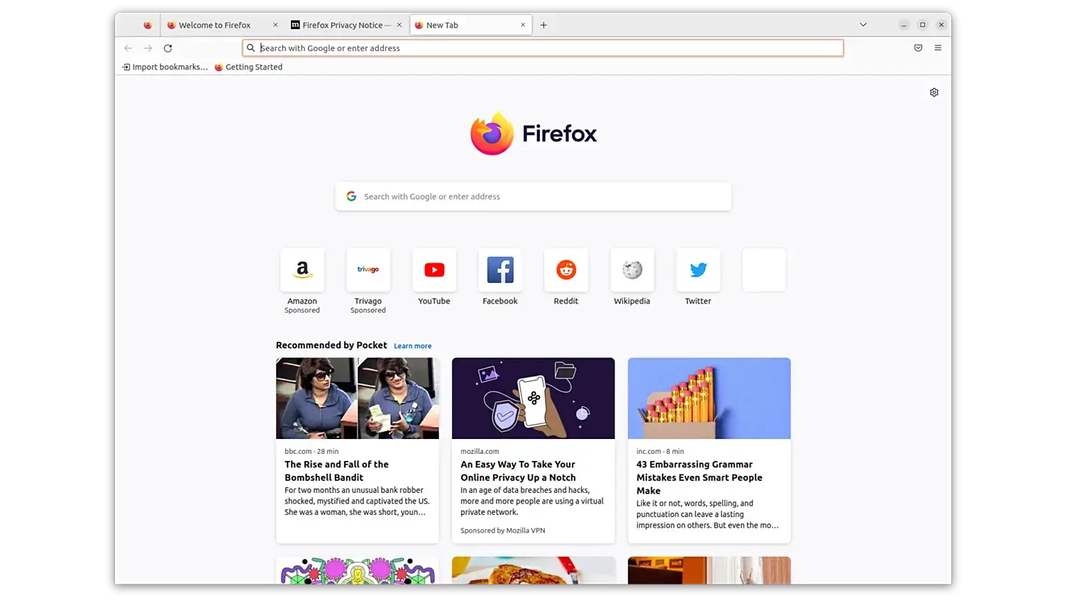 Firefox browser ubuntu linux privacy screenshot - Best Web Browsers for Ubuntu 24.04 in 2026