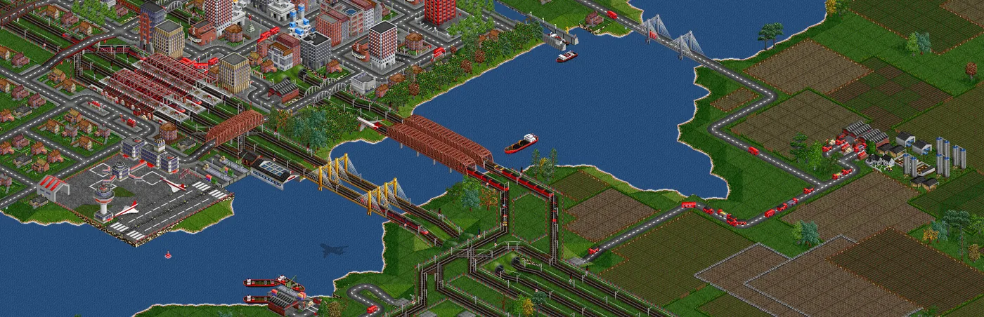 OpenTTD gameplay on Ubuntu
