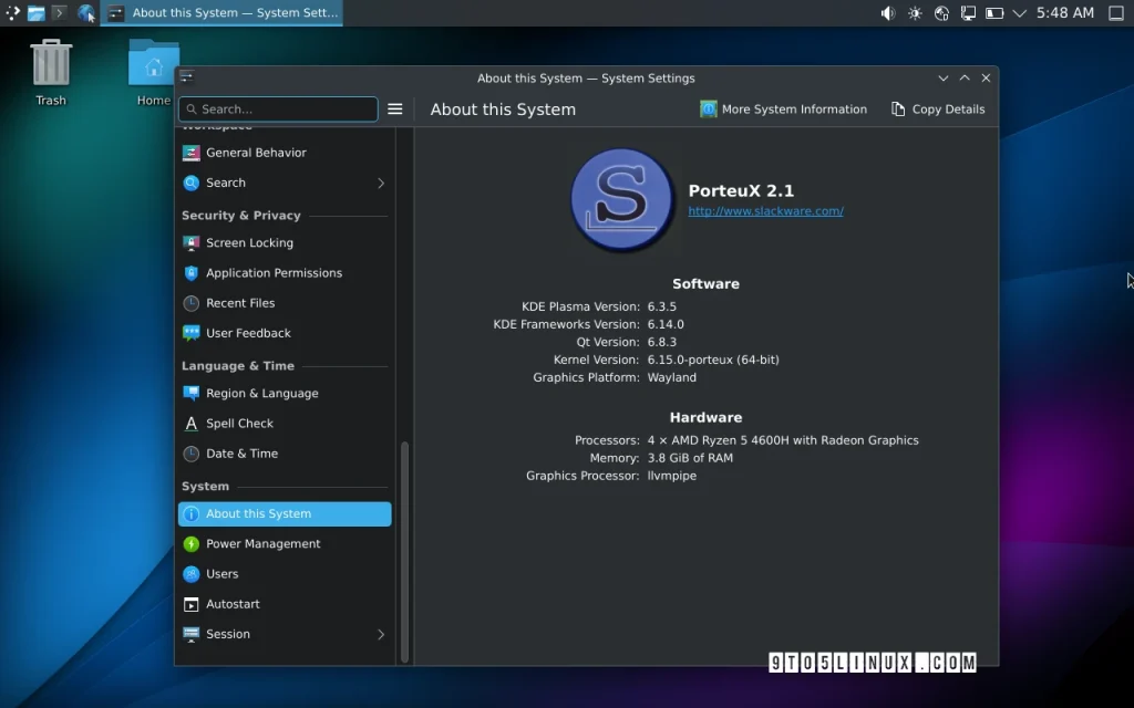 Slackware based porteux 2.1 is one of the first distros to
