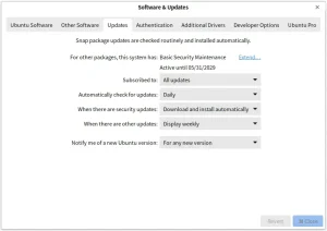 Update settings