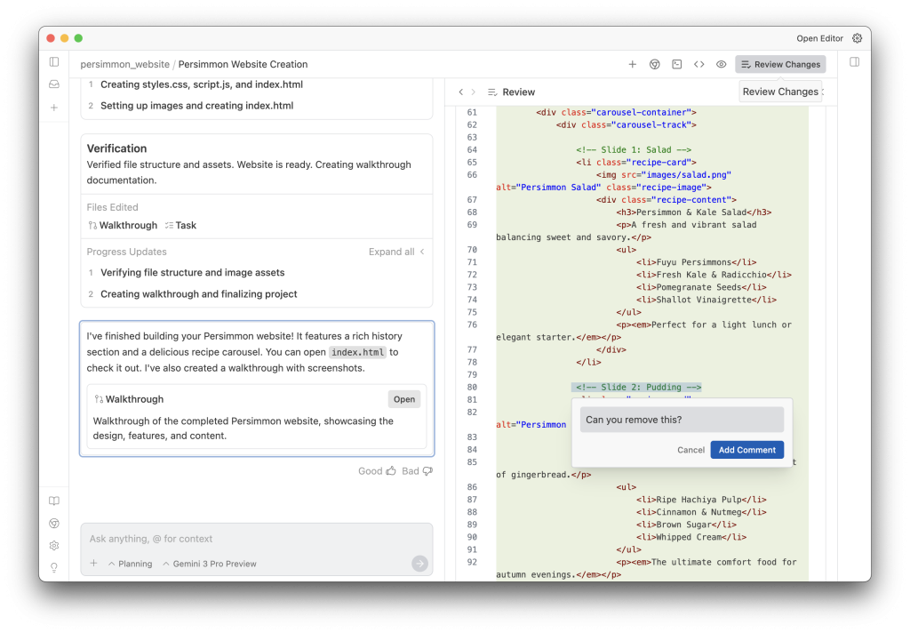 Review changes antigravity Review changes antigravity