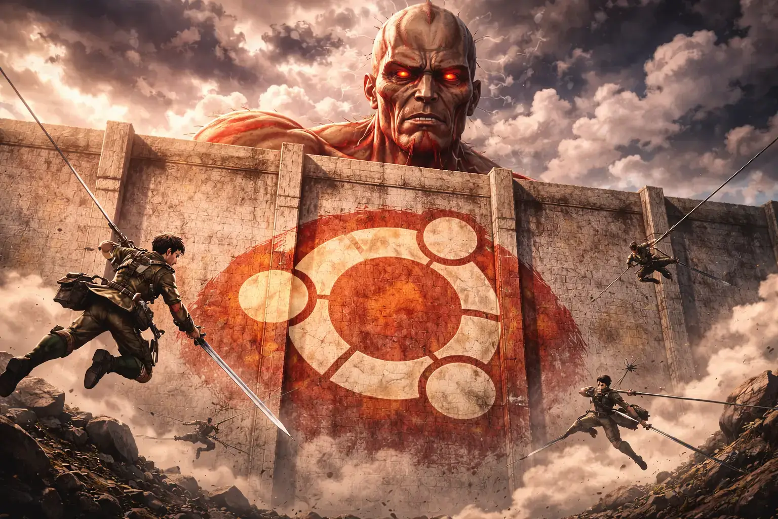 Colossal titan against the ubuntu wall - Anime Ubuntu Wallpapers in HD and 4K