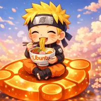 Naruto enjoying ramen on ubuntu logo - Anime Ubuntu Wallpapers in HD and 4K