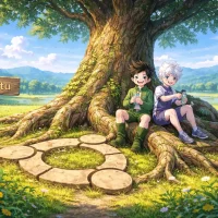 Resting under the ancient tree - Anime Ubuntu Wallpapers in HD and 4K