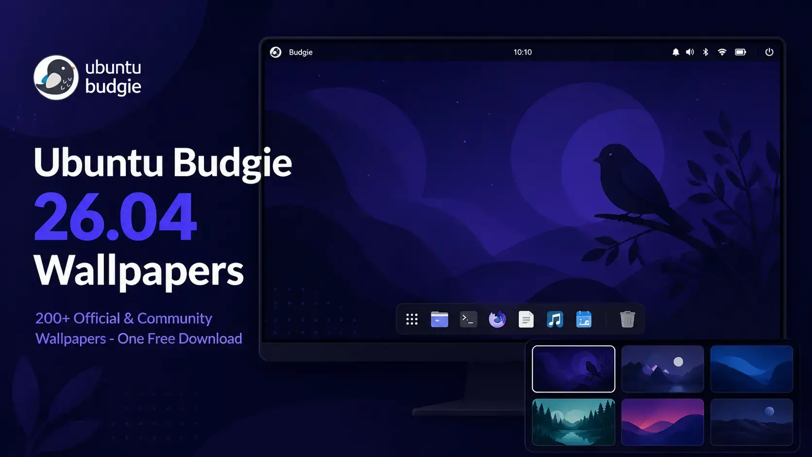 Ubuntu budgie 26 04 lts backgrounds cover - Ubuntu Budgie 26.04 Wallpapers - Official Indigo Collection