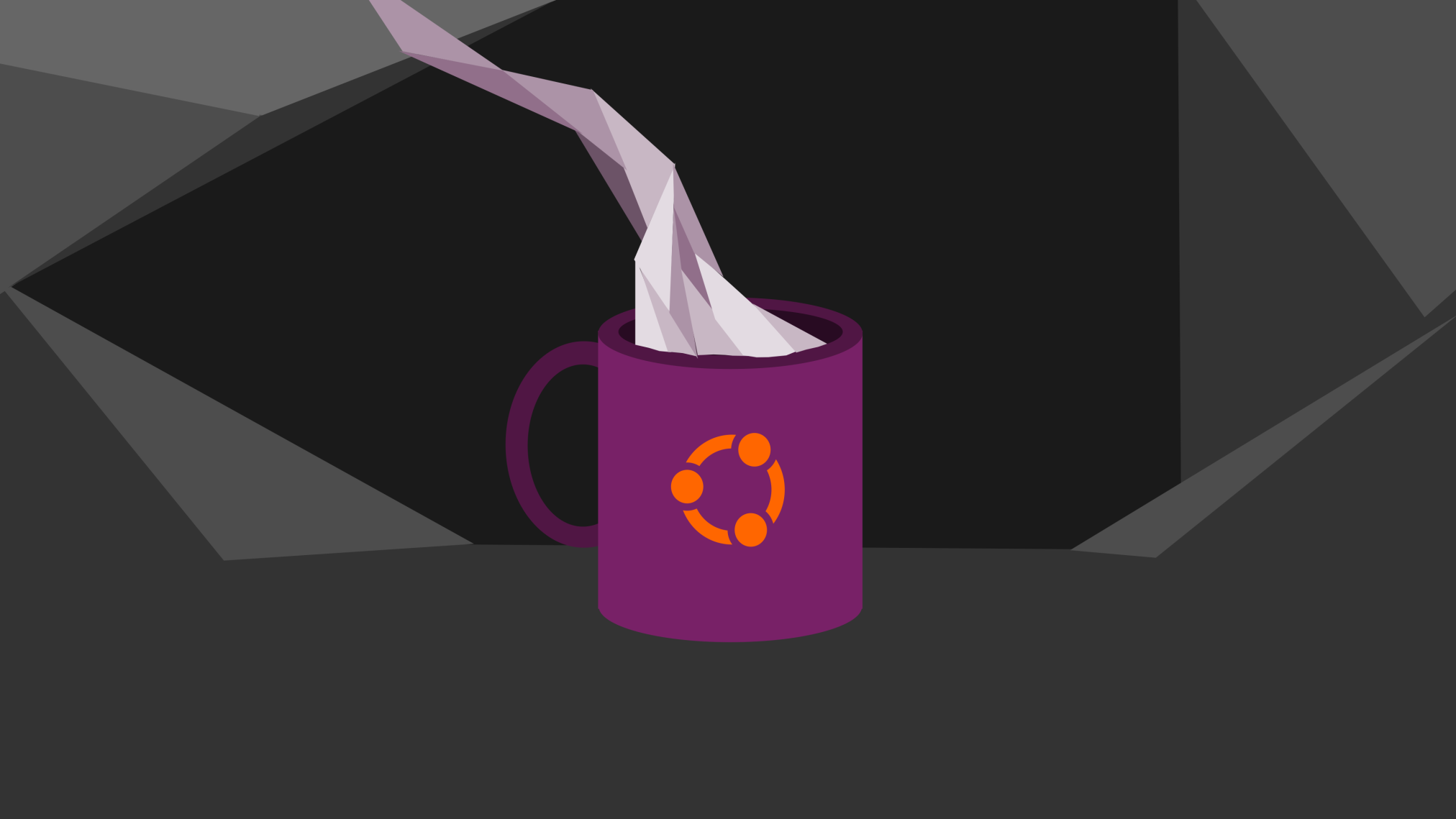 Ubuntu coffee mug dark mode - Ubuntu 26.04 Wallpapers - Official Resolute Raccoon Collection