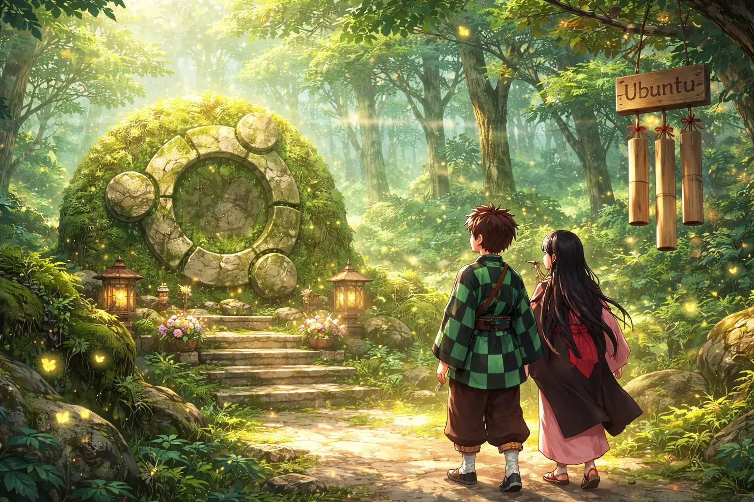 Ubuntu shrine in the forest - Anime Ubuntu Wallpapers in HD and 4K