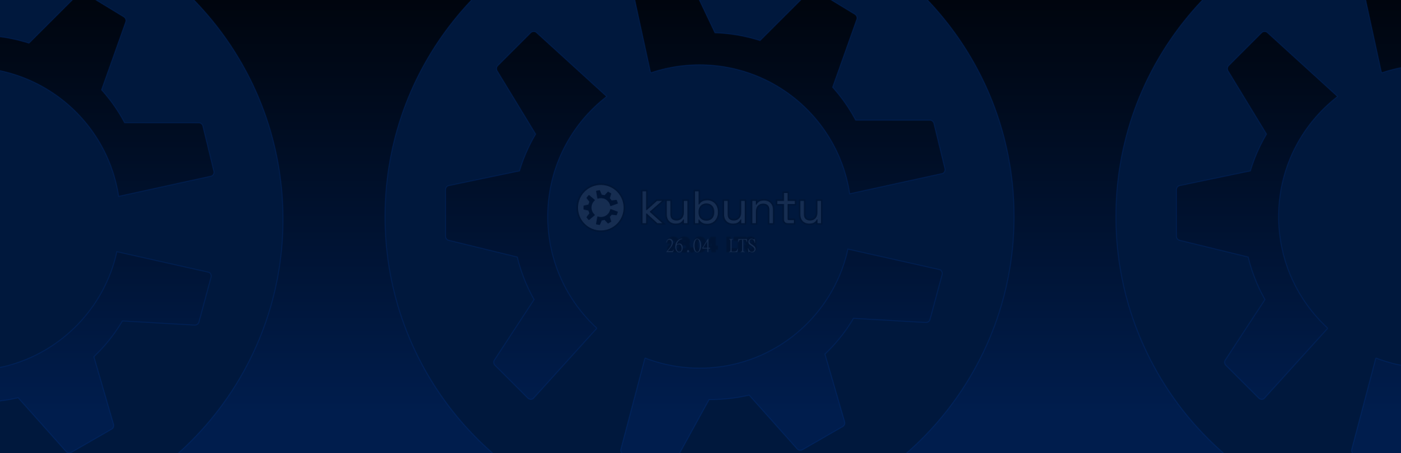 Kubuntu 2604 gear dark horiz - Kubuntu 26.04 Wallpapers - Official KDE Plasma Collection