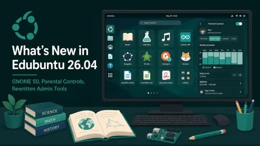 New features in edubuntu 26 04 lts - What's New in Edubuntu 26.04 - GNOME 50, Rewritten Admin Tools, New Apps