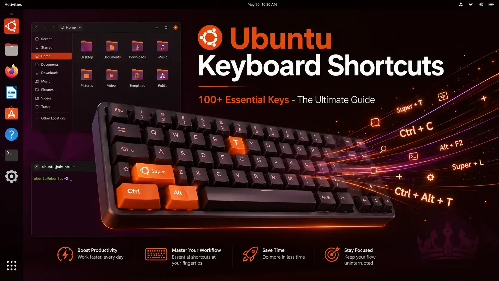 Ubuntu linux keyboard shortcuts cover - Ubuntu Keyboard Shortcuts - The Ultimate Guide (with Printable PDF)