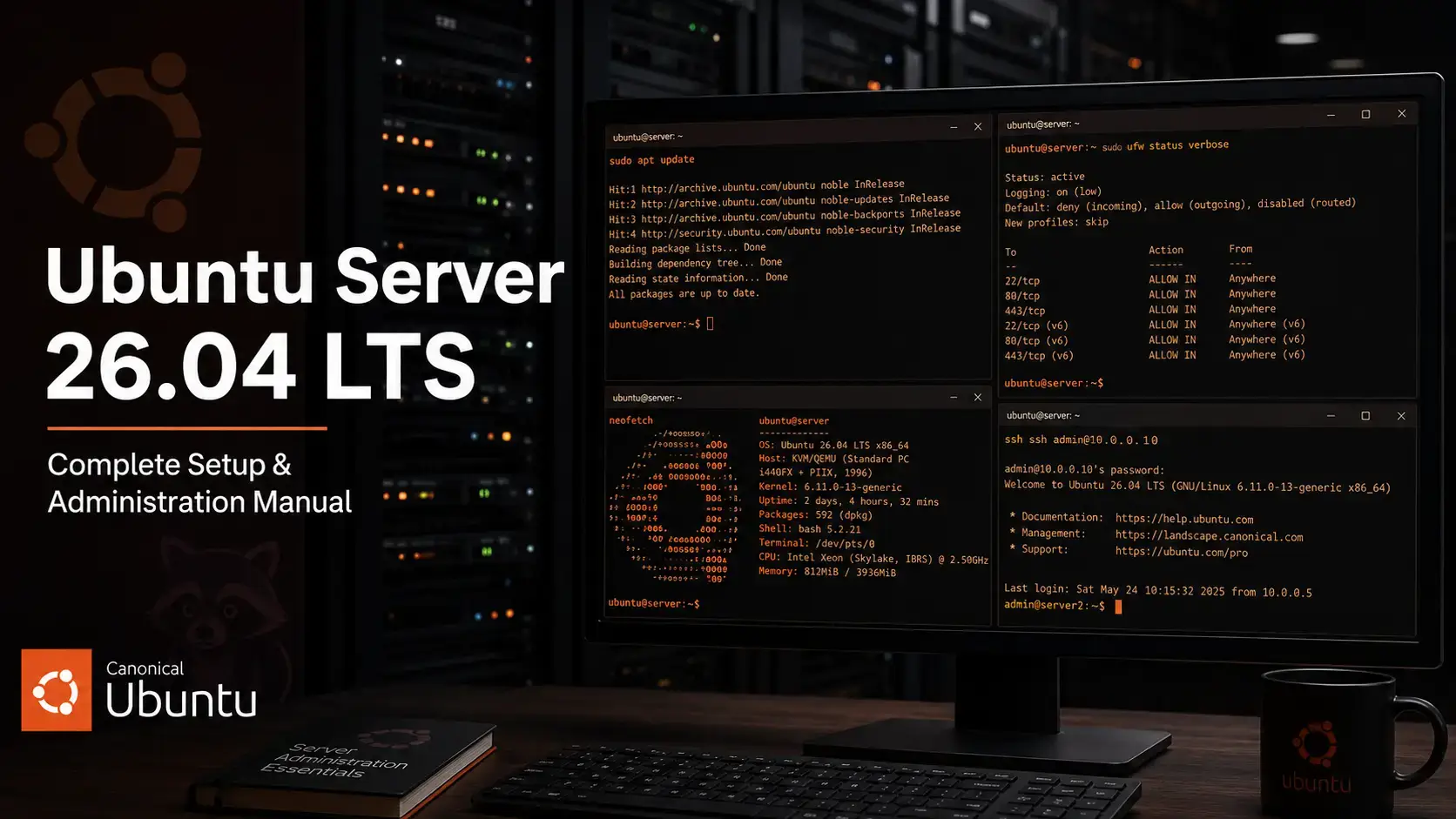Ubuntu server 26 04 lts complete manual cover - Ubuntu Server 26.04 LTS Manual - Setup, Security & Administration