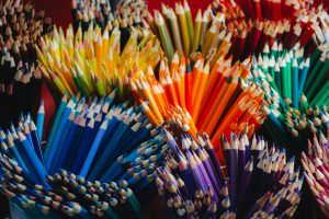 Edubuntu 26.04 lucas george wendt yellow blue red and purple coloring pencils - Edubuntu 26.04 Wallpapers - Official Education-Themed Collection
